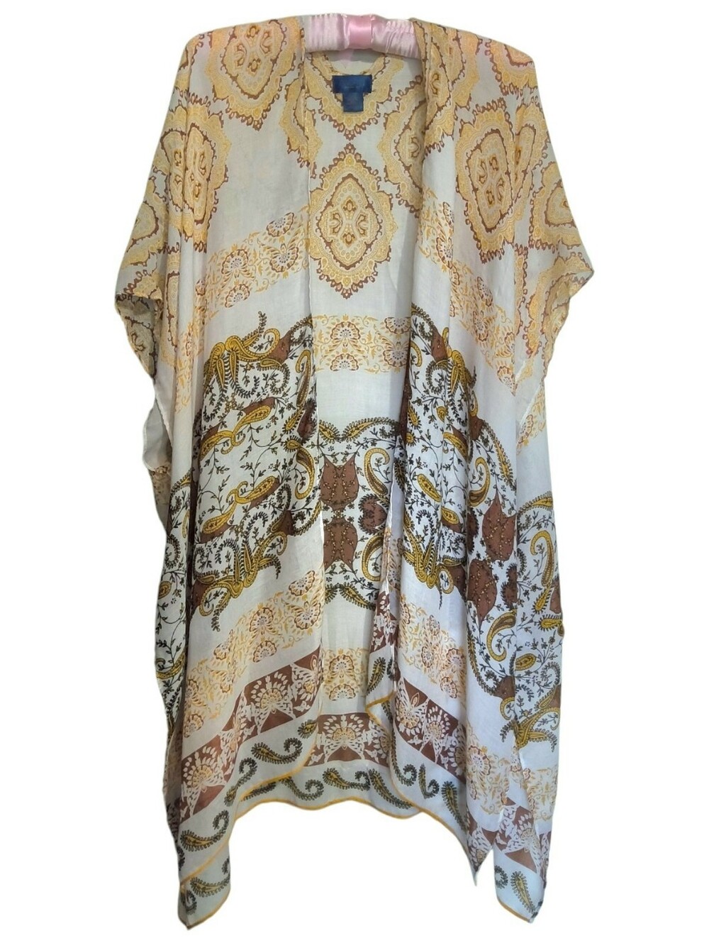 Rachel Roy Boho Paisley Medallion Kimono Duster - Yellow Brown White - One Size - Picture 3 of 5